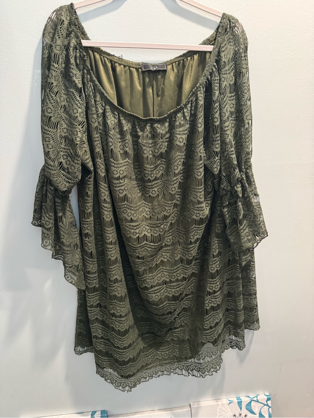 Vibe Sportswear Olive Lace Peasant Fairy-core dress plus size 3X